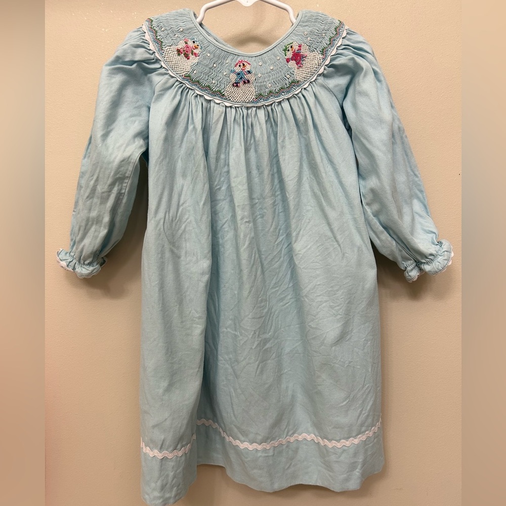 Little Girls Smocked Snowman Dress 4T